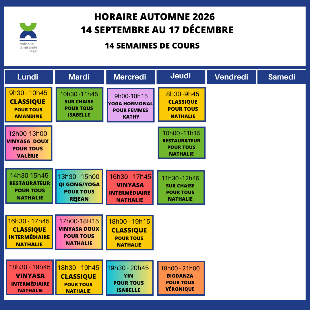 Horaire Automne 2026